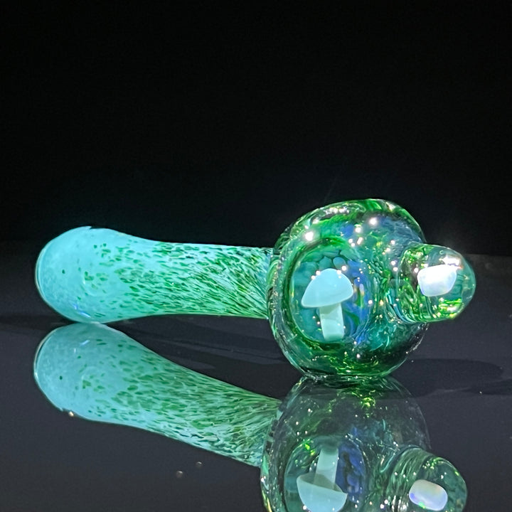 Green Mushroom Pipe with Opal Glass Pipe Beezy Glass