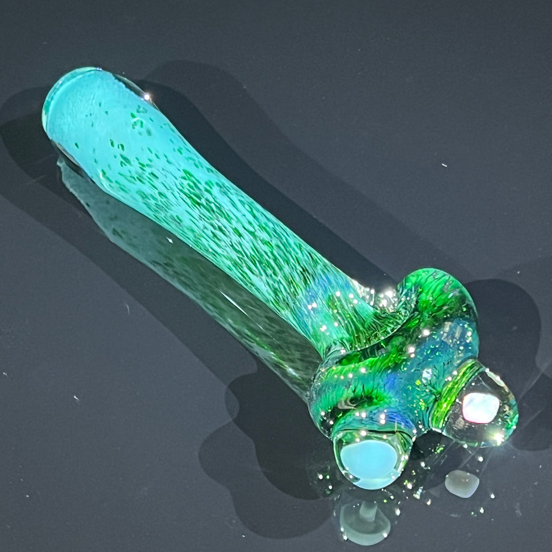 Green Mushroom Pipe with Opal Glass Pipe Beezy Glass