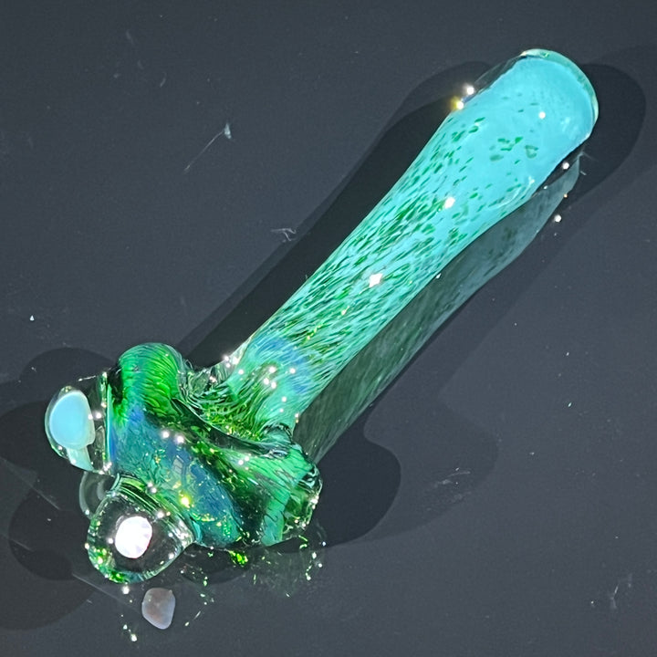 Green Mushroom Pipe with Opal Glass Pipe Beezy Glass