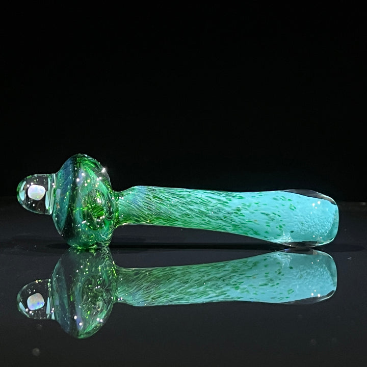 Green Mushroom Pipe with Opal Glass Pipe Beezy Glass