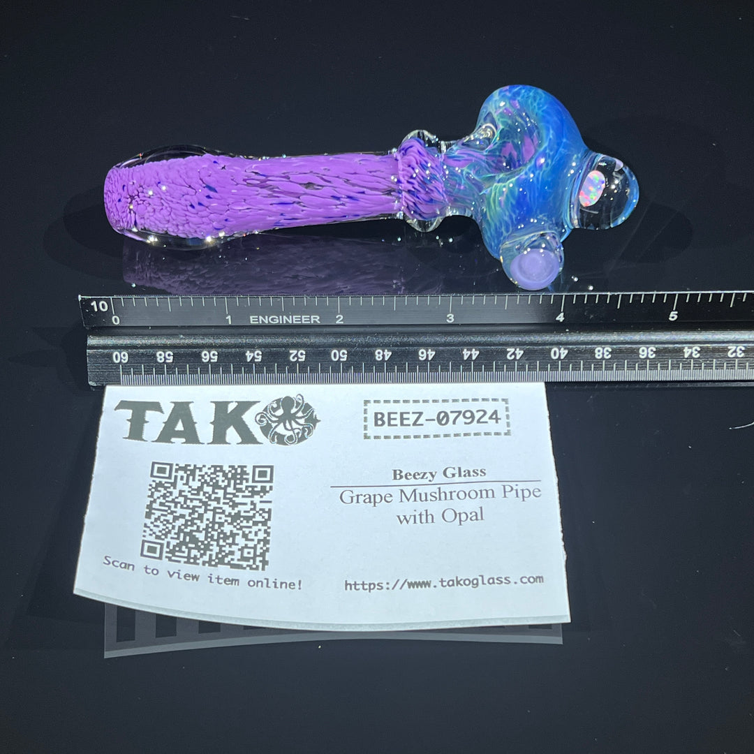 Grape Mushroom Pipe with Opal Glass Pipe Beezy Glass