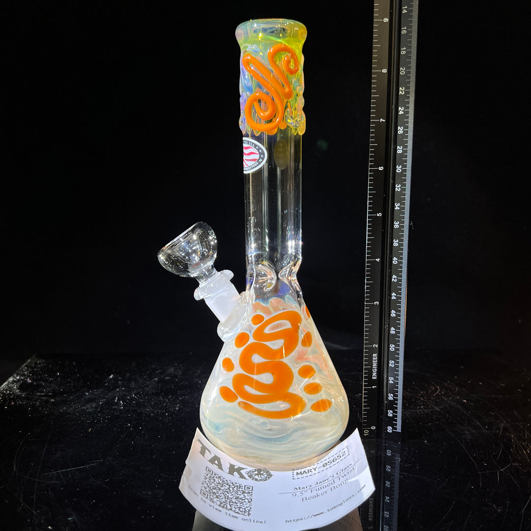 9.5" Fumed Twist Beaker Bong Glass Pipe Mary Jane's Glass   