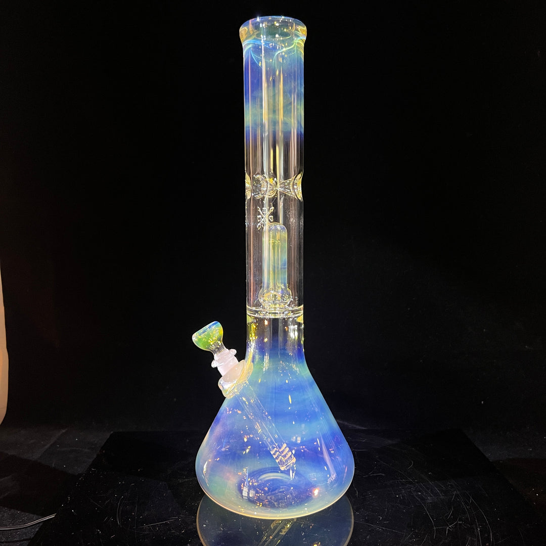 16" Fumed Double Perc Beaker Bong Glass Pipe Mary Jane's Glass   