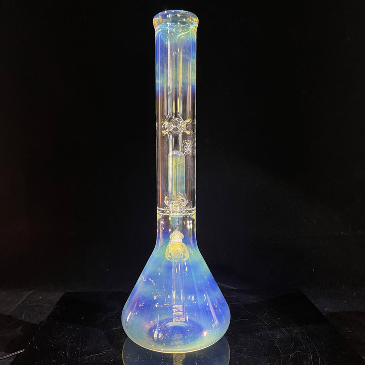 16" Fumed Double Perc Beaker Bong Glass Pipe Mary Jane's Glass   