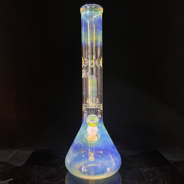 16" Fumed Double Perc Beaker Bong Glass Pipe Mary Jane's Glass   