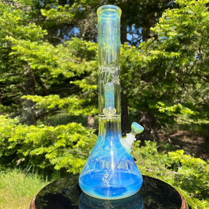 16" Fumed Double Perc Beaker Bong Glass Pipe Mary Jane's Glass   