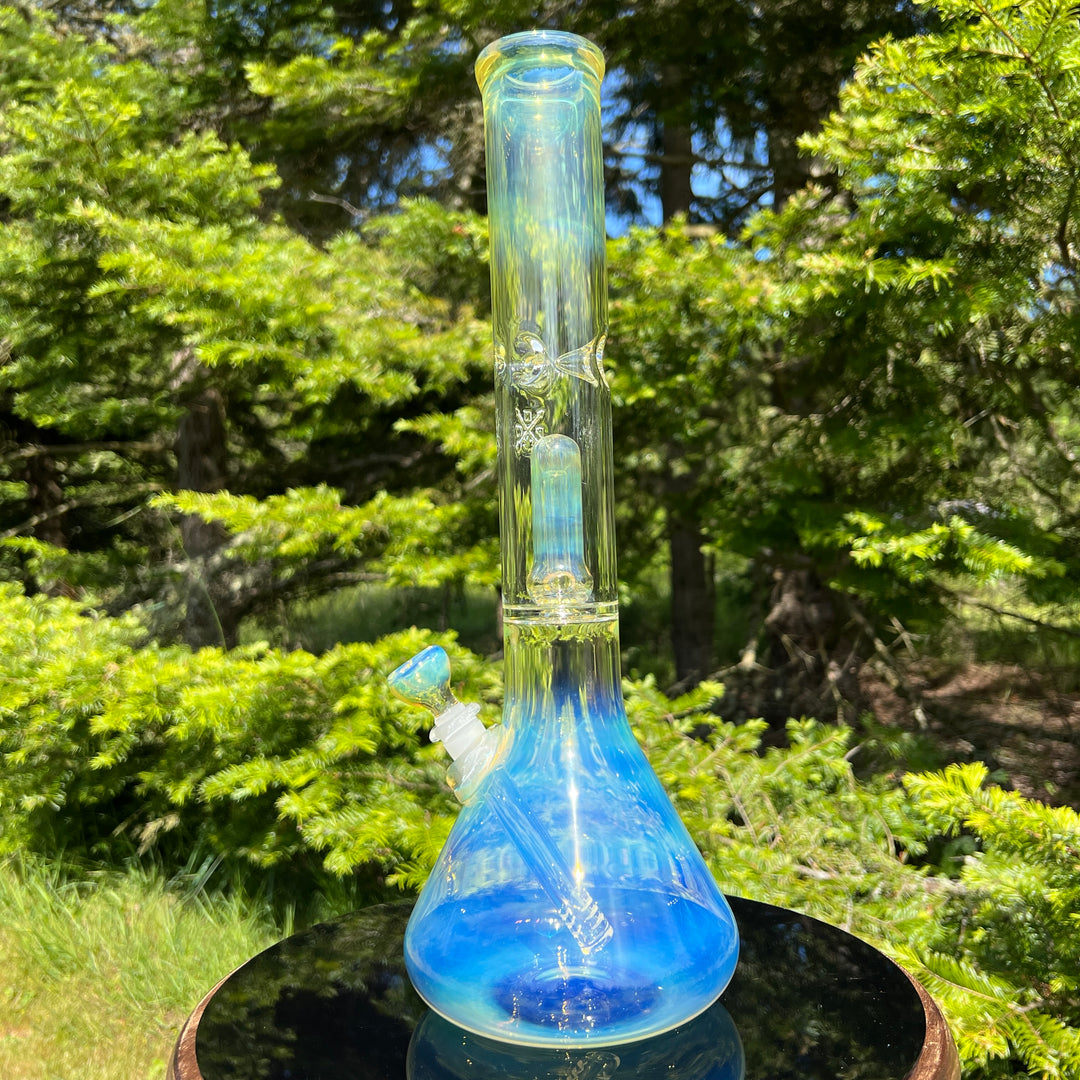 16" Fumed Double Perc Beaker Bong Glass Pipe Mary Jane's Glass   