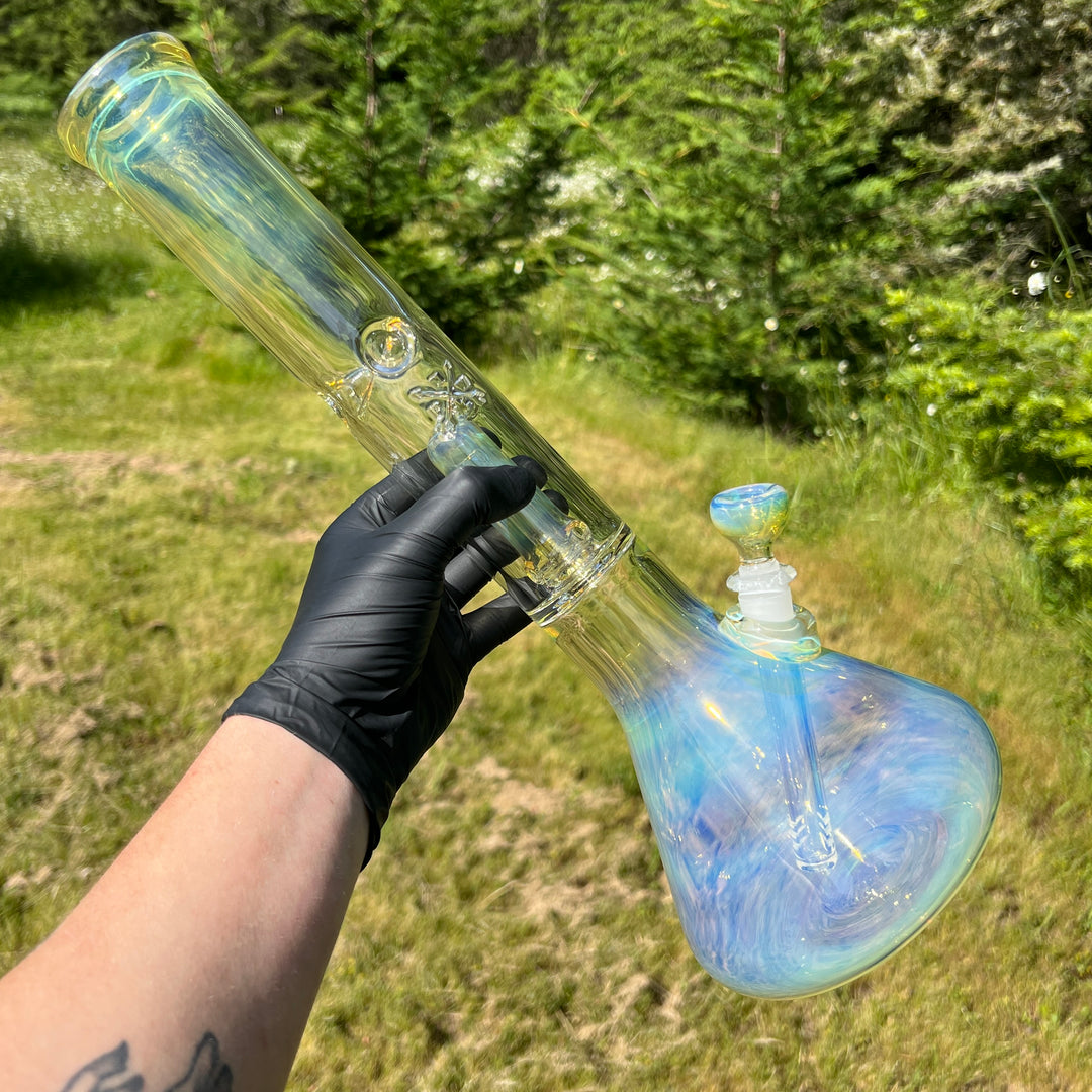 16" Fumed Double Perc Beaker Bong Glass Pipe Mary Jane's Glass   