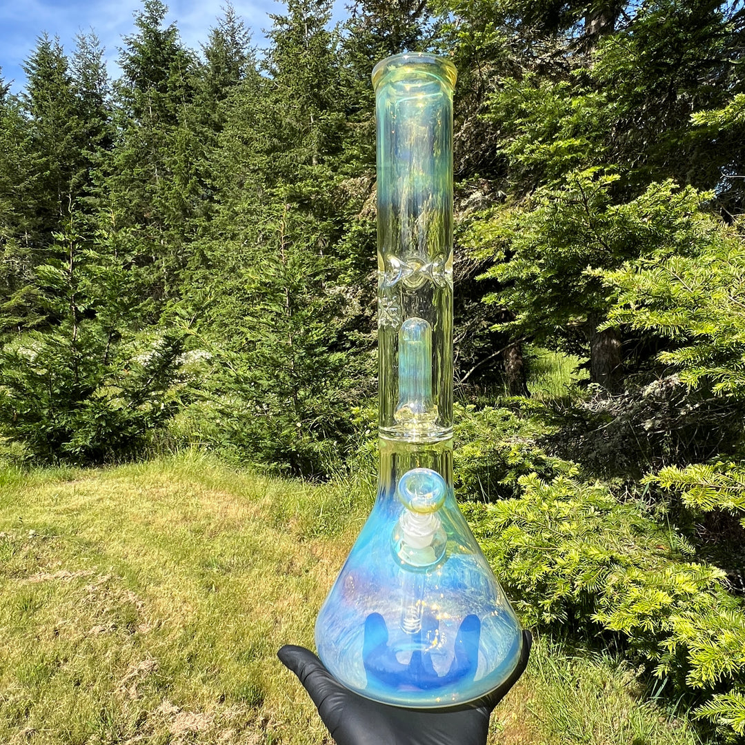 16" Fumed Double Perc Beaker Bong Glass Pipe Mary Jane's Glass   