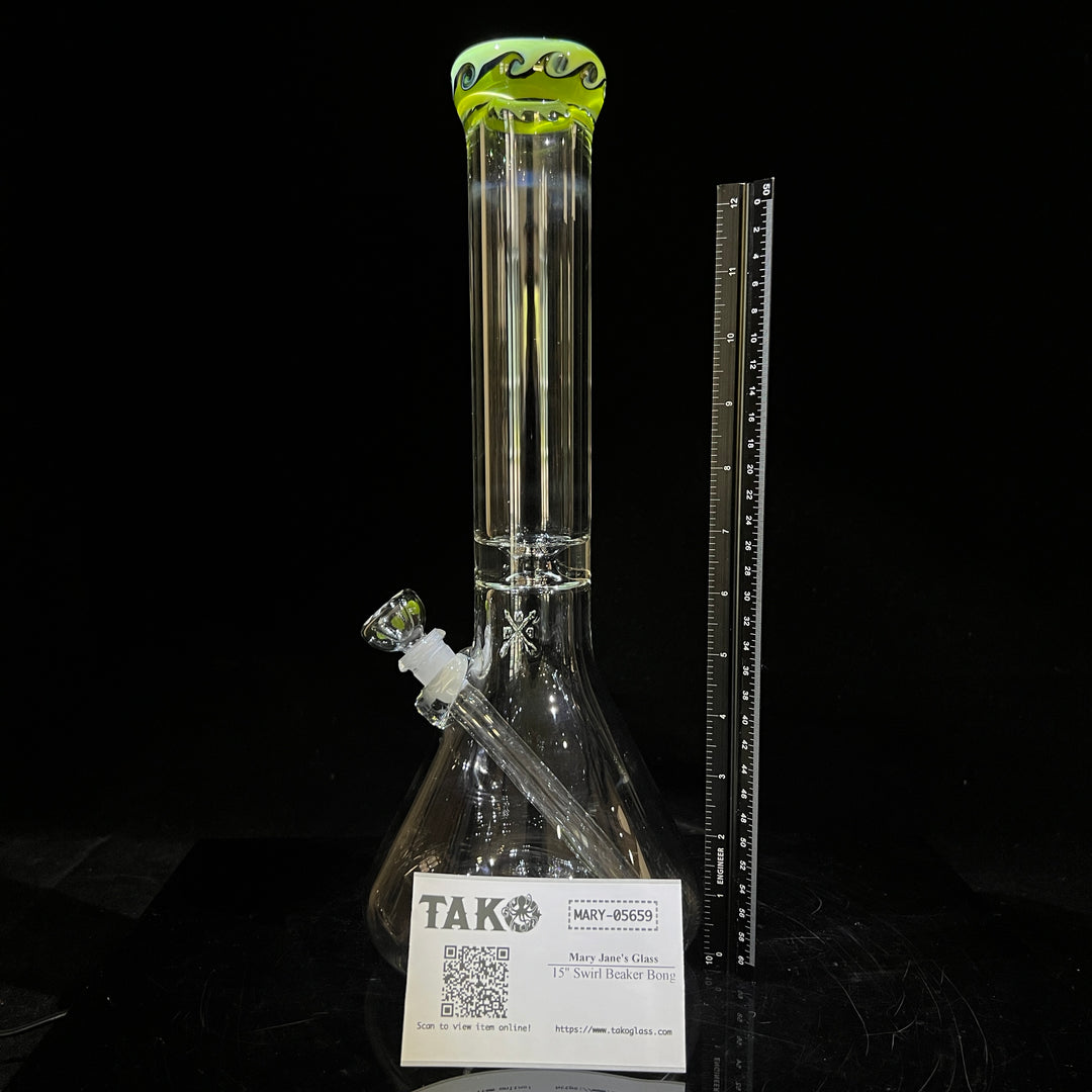 15" Swirl Beaker Bong Glass Pipe Mary Jane's Glass   