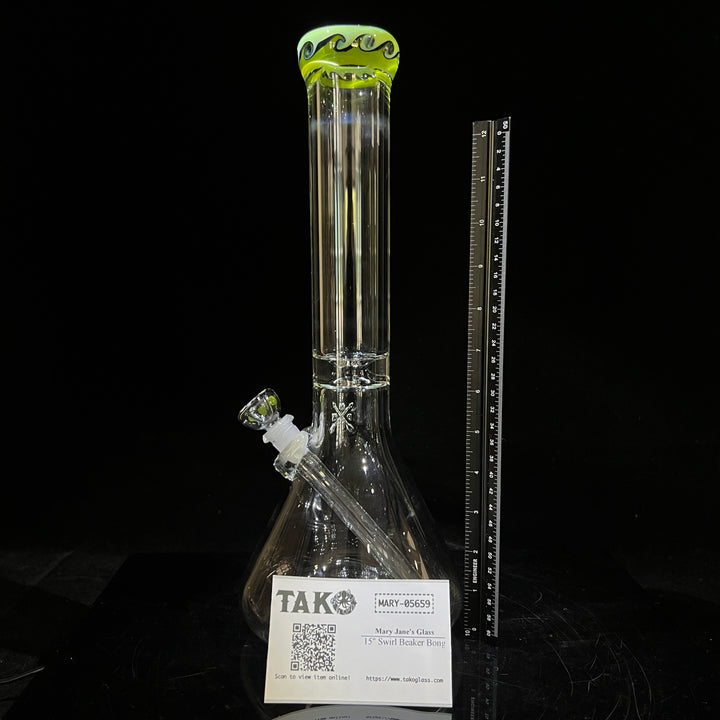 15" Swirl Beaker Bong Glass Pipe Mary Jane's Glass   