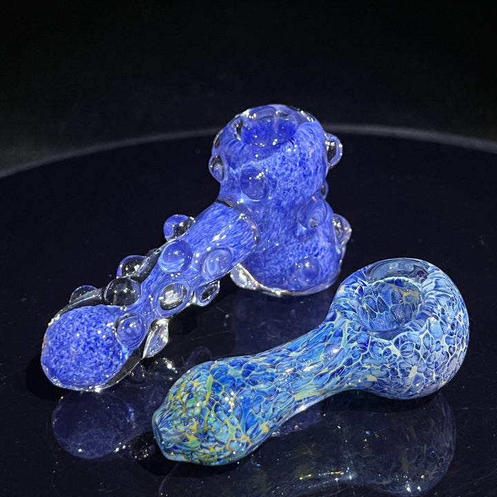 Blue Peanut Pipes + Sky Blue Marble Hammer Combo Glass Pipe TG   