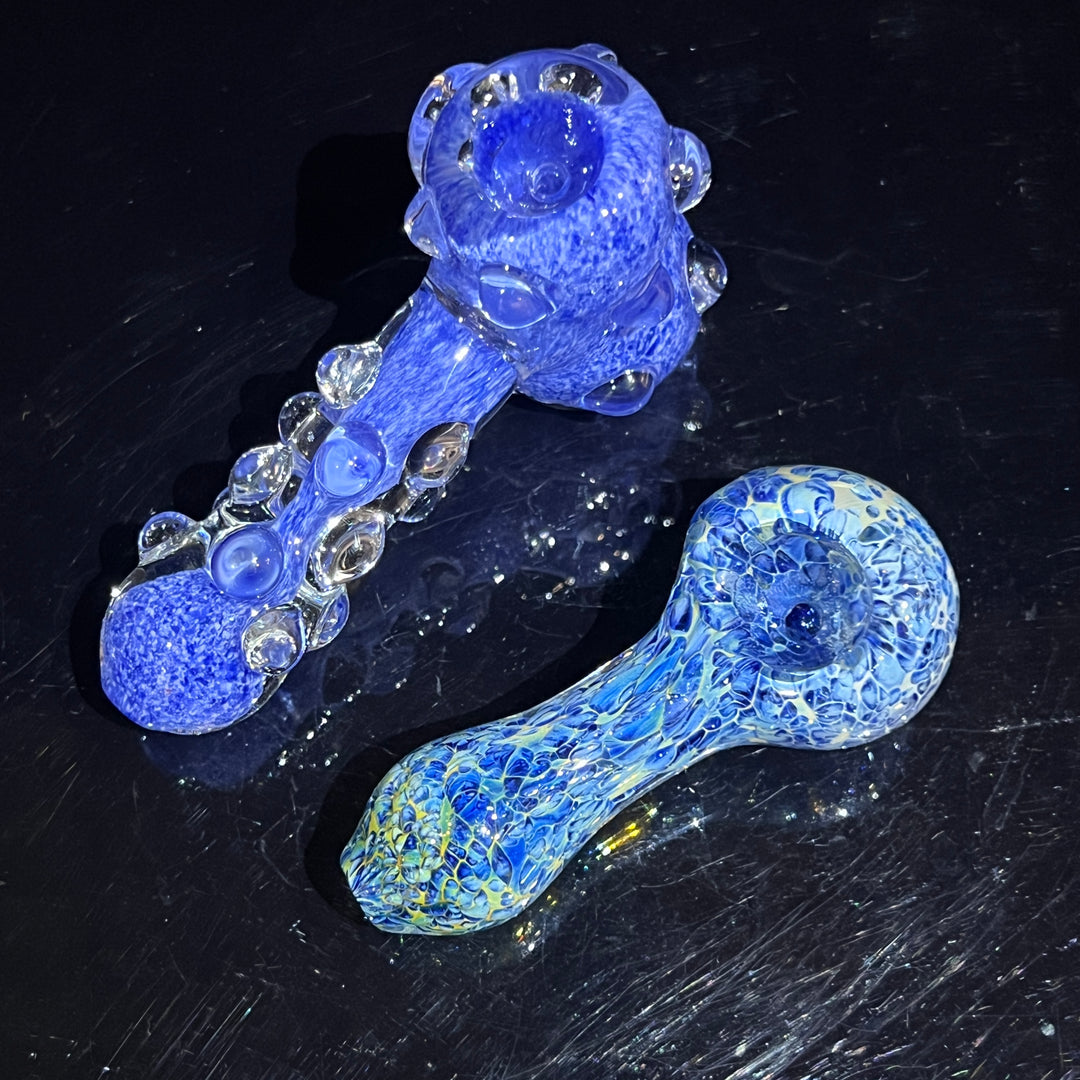 Blue Peanut Pipes + Sky Blue Marble Hammer Combo Glass Pipe TG   