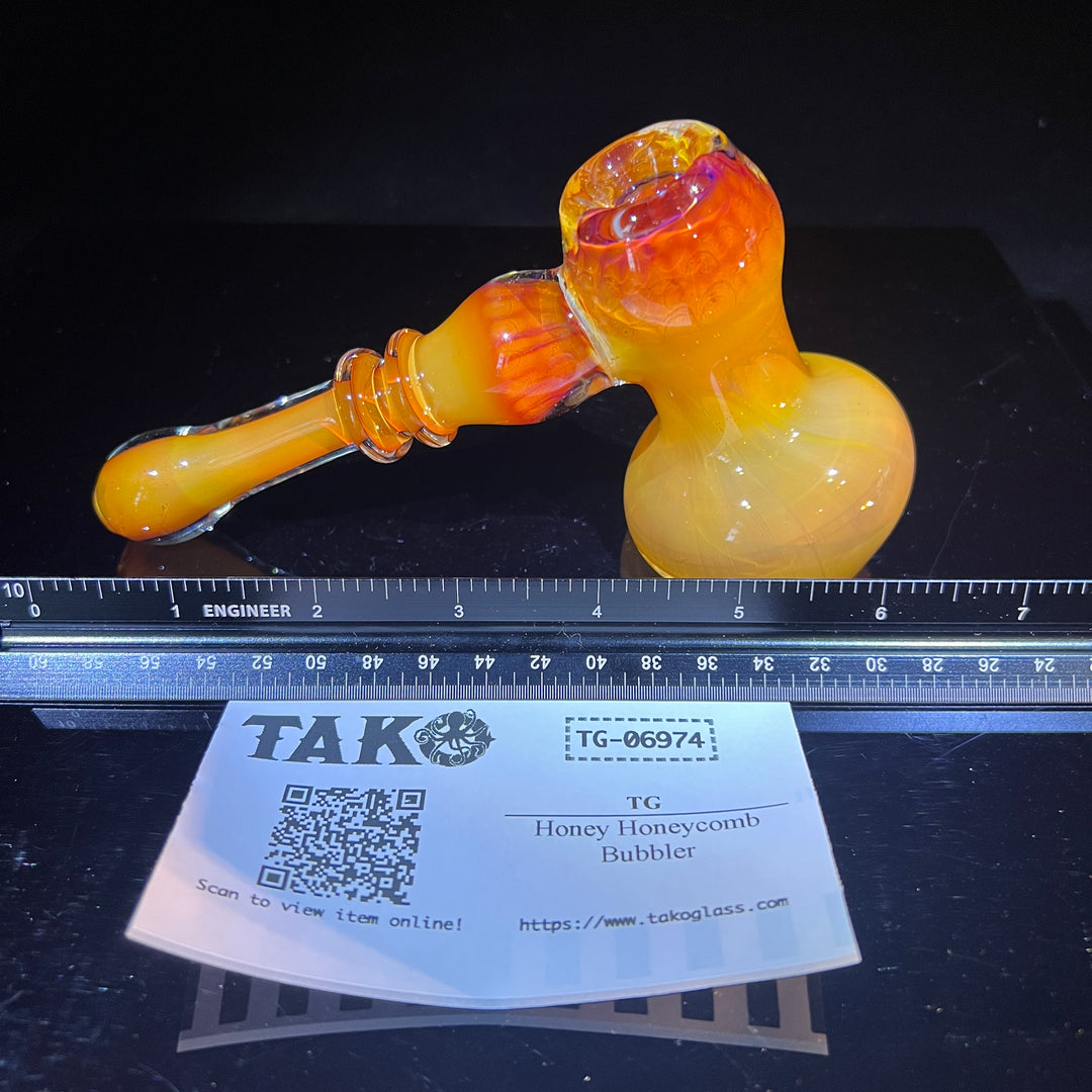 Honey Honeycomb Bubbler Glass Pipe TG   