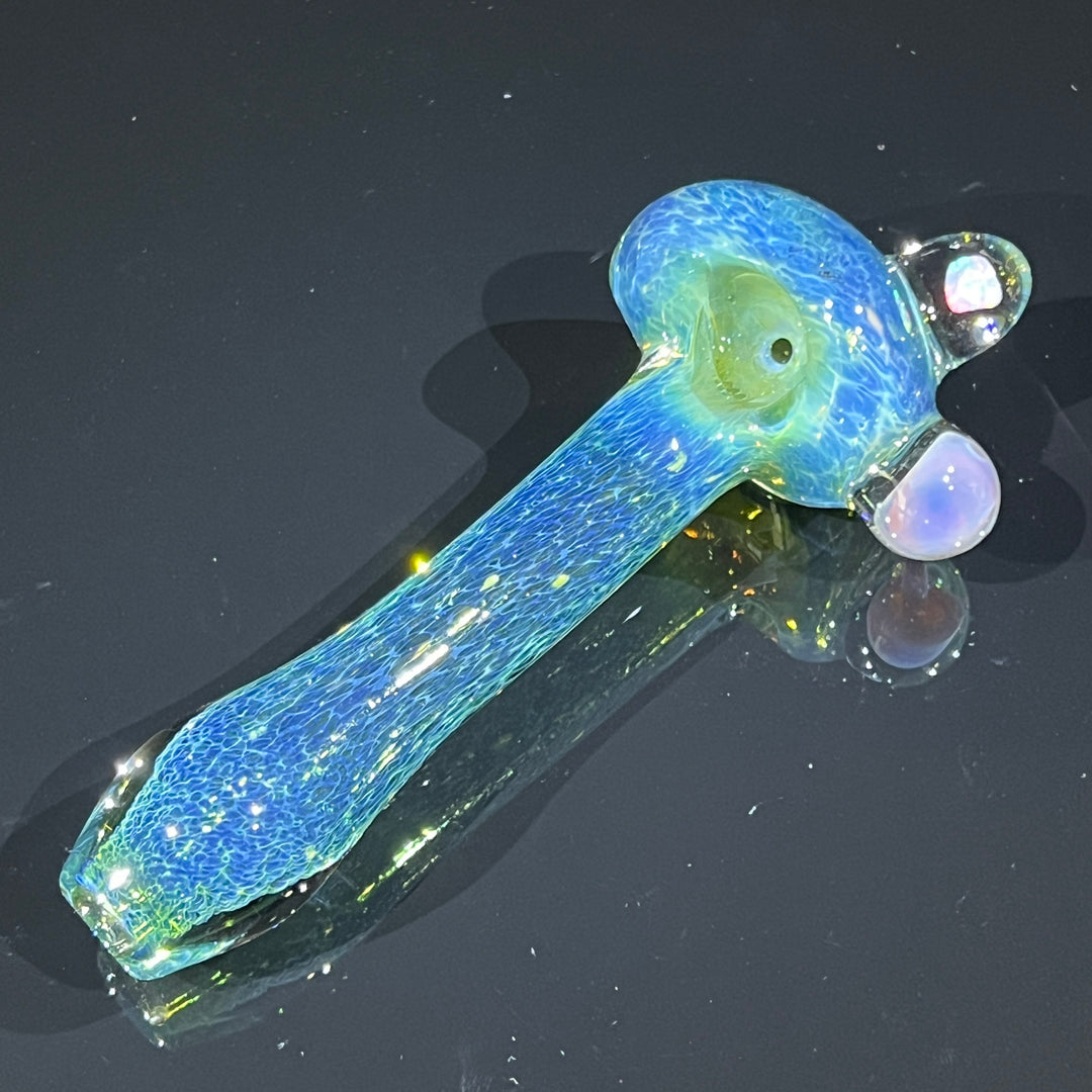 Aqua Mushroom Pipe with Opal Glass Pipe Beezy Glass