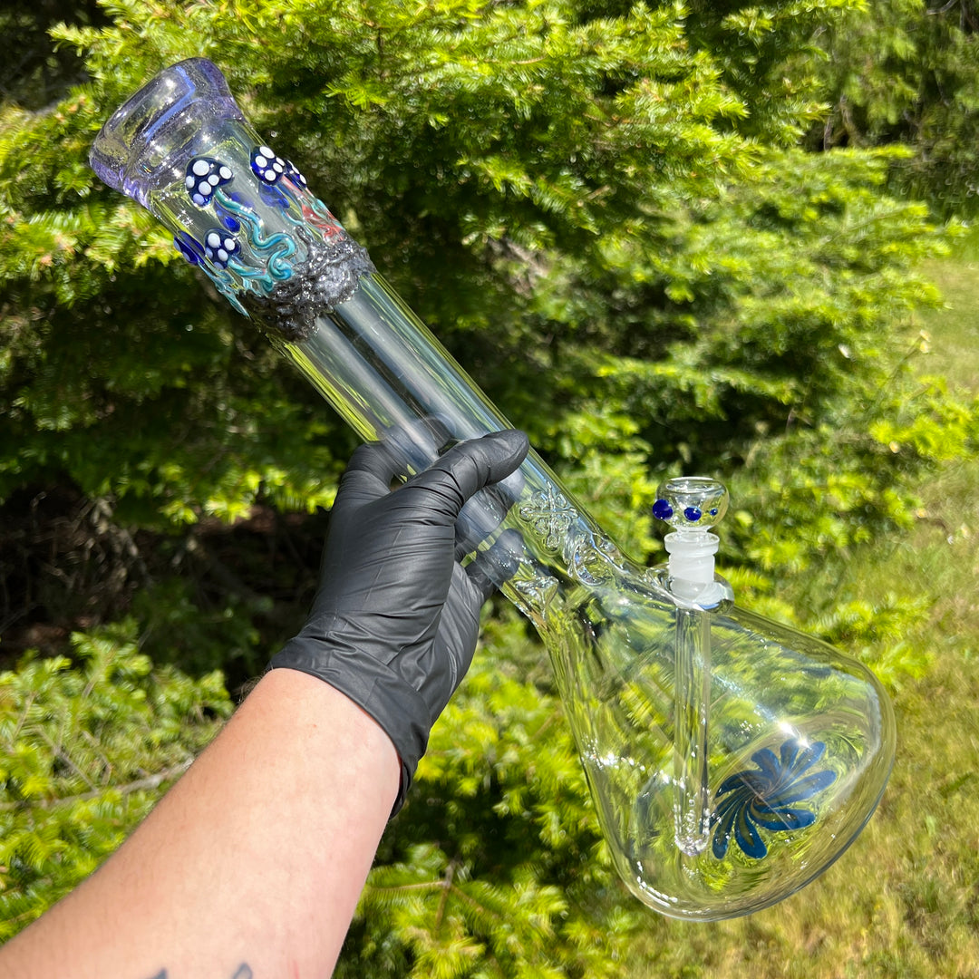 15" Mushroom Swirl Beaker Bong Glass Pipe Mary Jane's Glass   