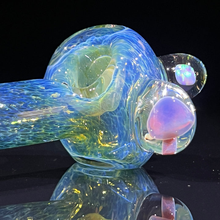 Aqua Mushroom Pipe with Opal Glass Pipe Beezy Glass