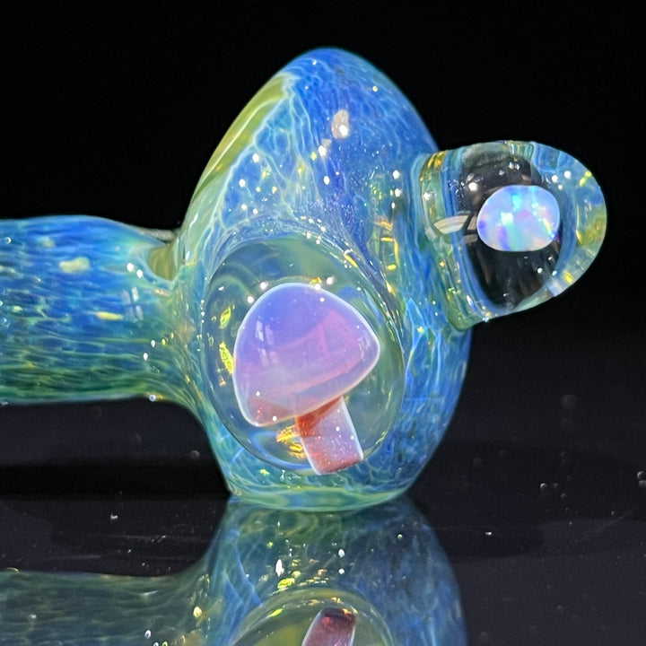 Aqua Mushroom Pipe with Opal Glass Pipe Beezy Glass