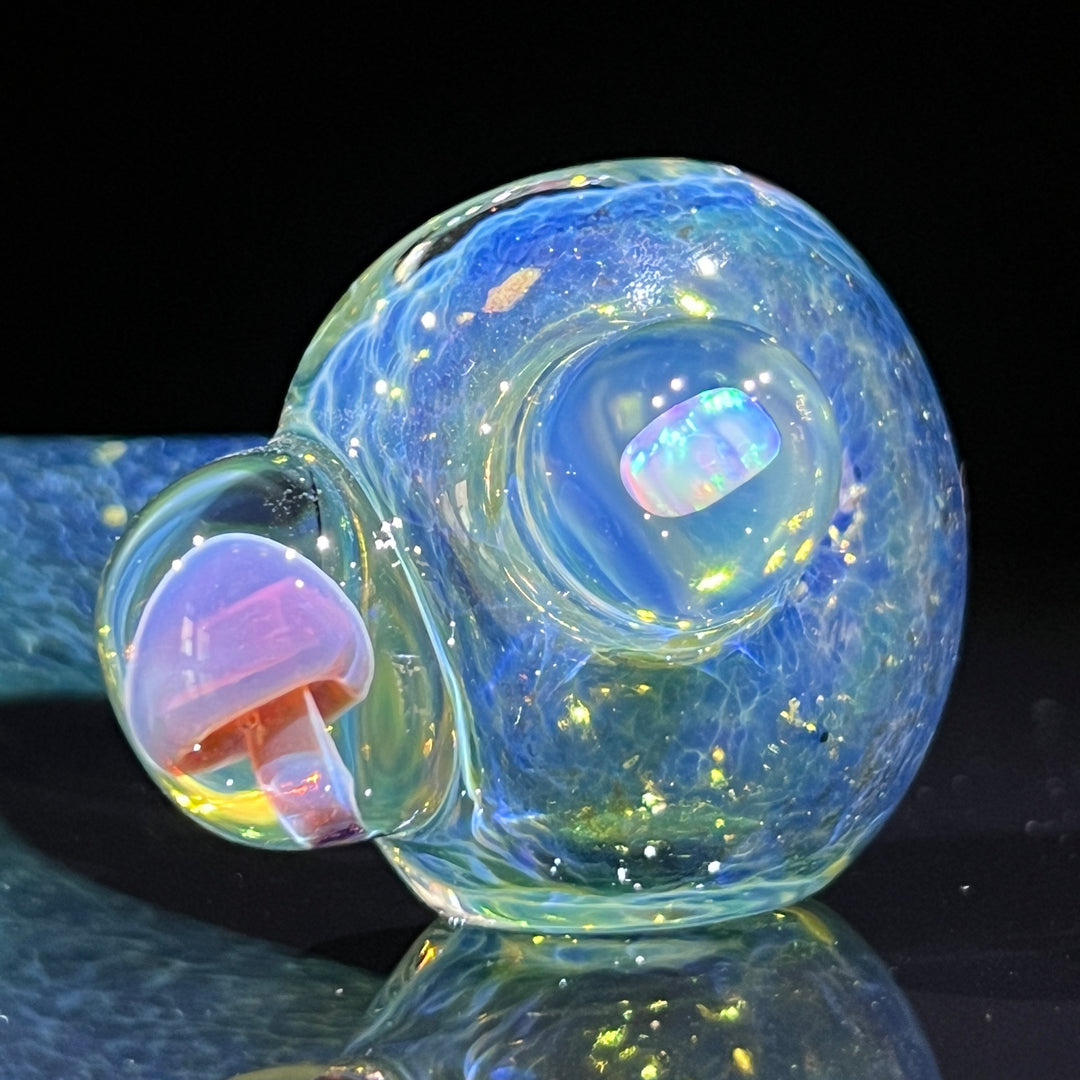 Aqua Mushroom Pipe with Opal Glass Pipe Beezy Glass