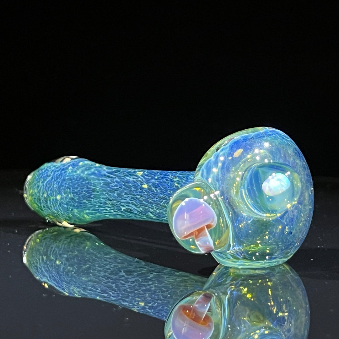 Aqua Mushroom Pipe with Opal Glass Pipe Beezy Glass