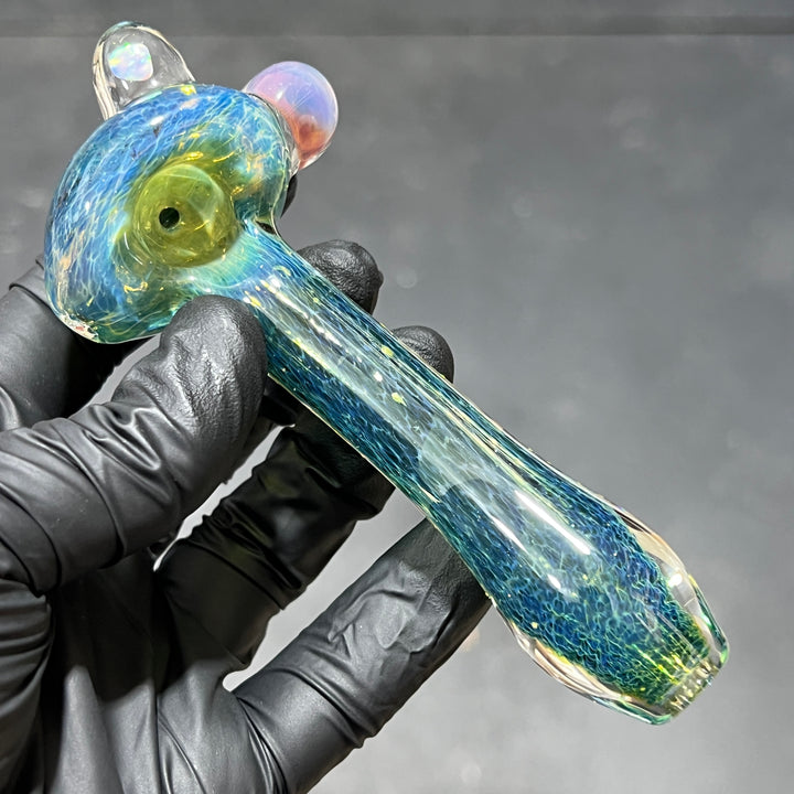 Aqua Mushroom Pipe with Opal Glass Pipe Beezy Glass