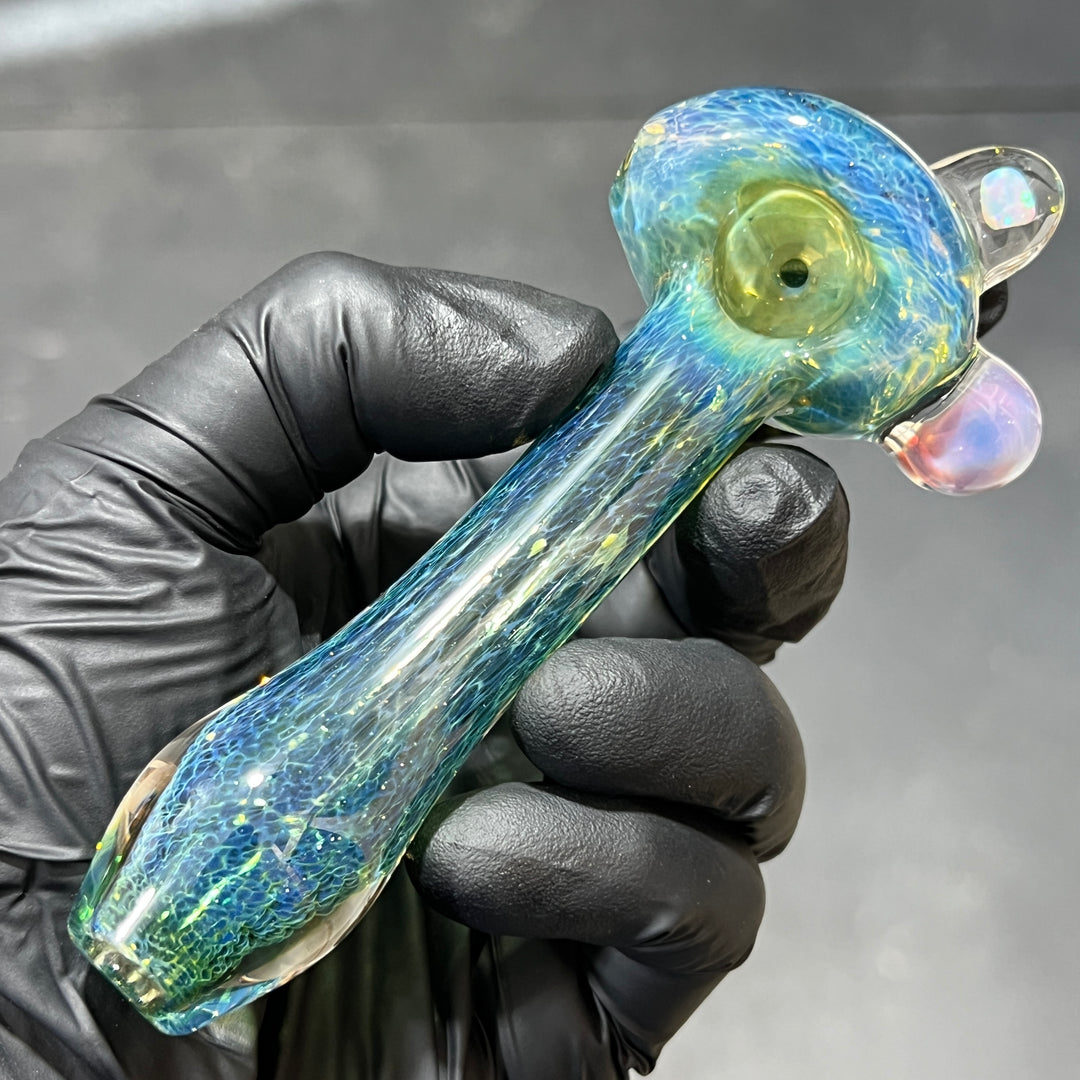 Aqua Mushroom Pipe with Opal Glass Pipe Beezy Glass