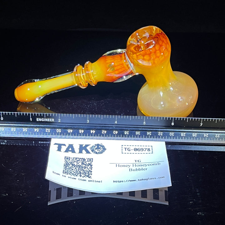 Honey Honeycomb Bubbler Glass Pipe TG   