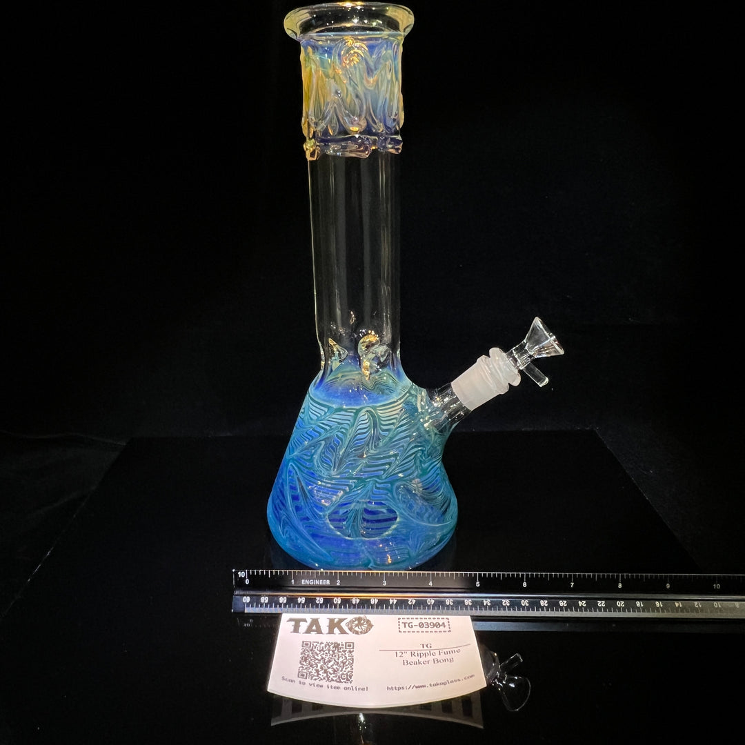 12" Ripple Fume Beaker Bong Glass Pipe TG   