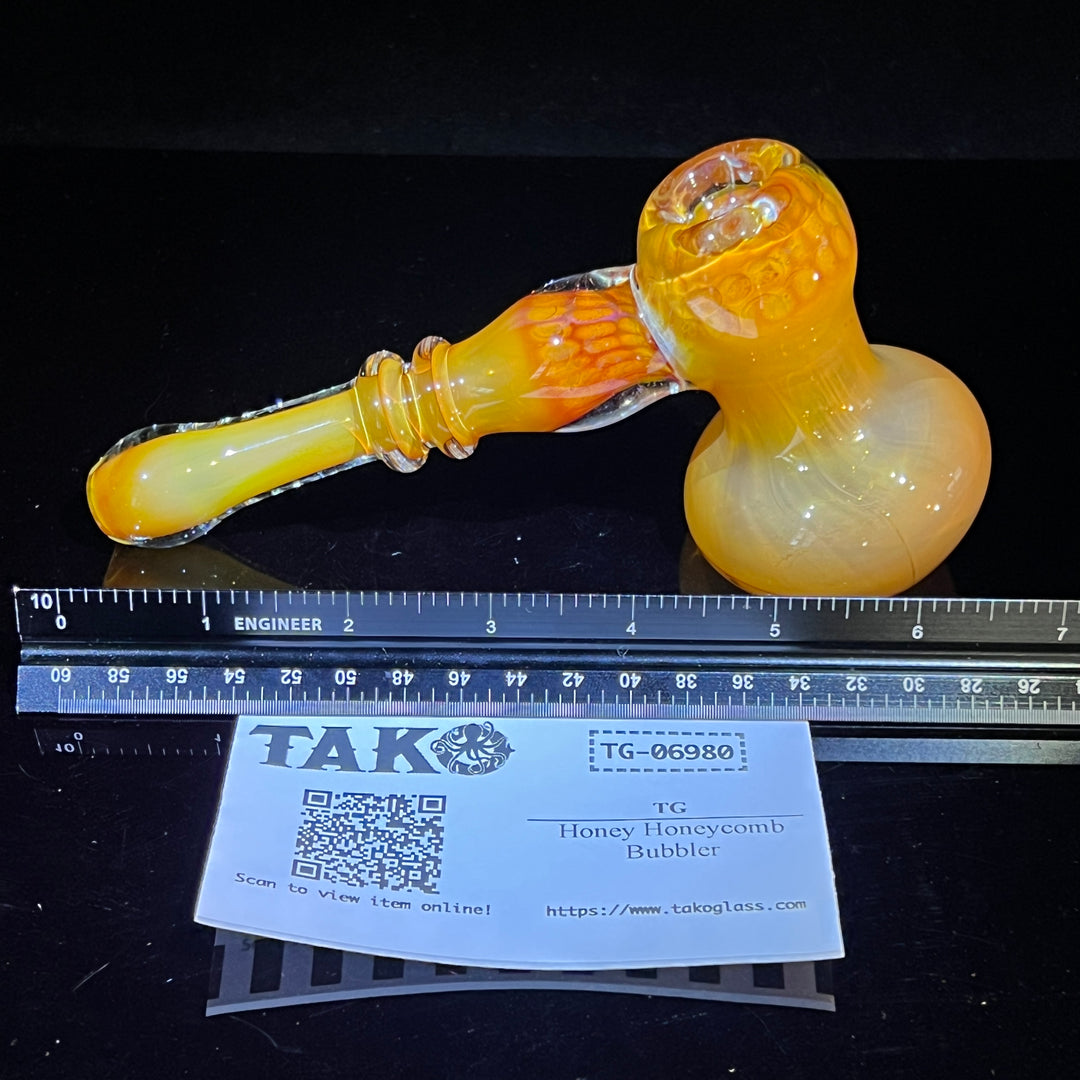 Honey Honeycomb Bubbler Glass Pipe TG   