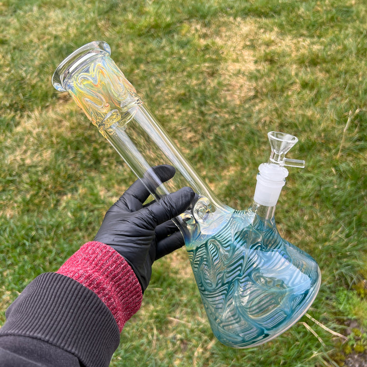 12" Ripple Fume Beaker Bong Glass Pipe TG   