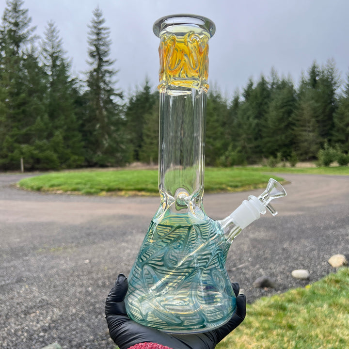 12" Ripple Fume Beaker Bong Glass Pipe TG   