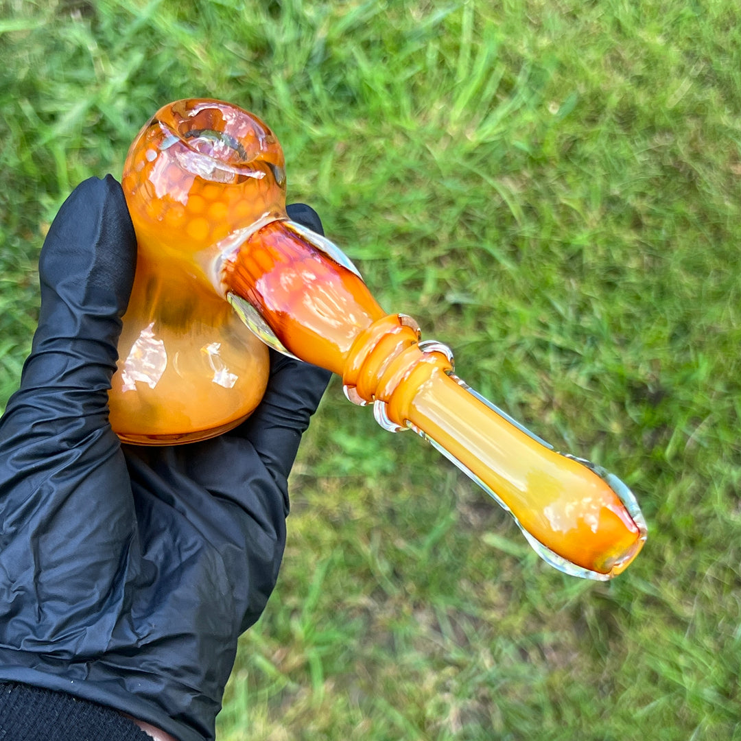 Honey Honeycomb Bubbler Glass Pipe TG   