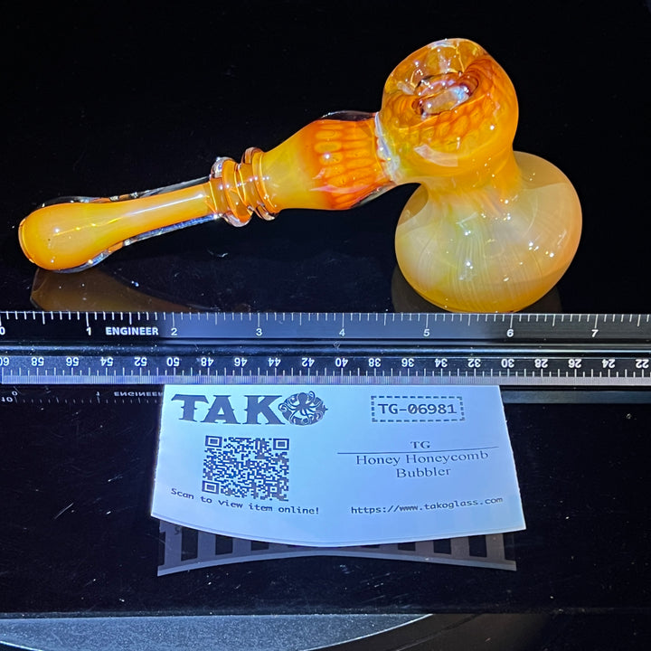 Honey Honeycomb Bubbler Glass Pipe TG   