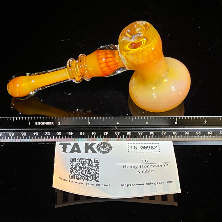 Honey Honeycomb Bubbler Glass Pipe TG   