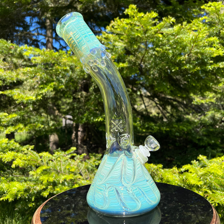 15" Fumed Bent Neck Beaker Bong Glass Pipe Mary Jane's Glass   