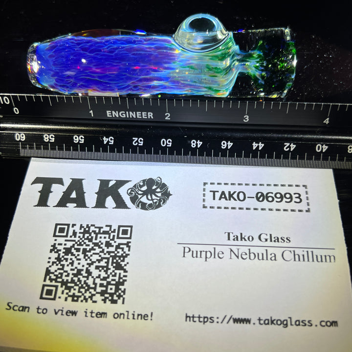 Purple Nebula Chillum Glass Pipe Tako Glass   