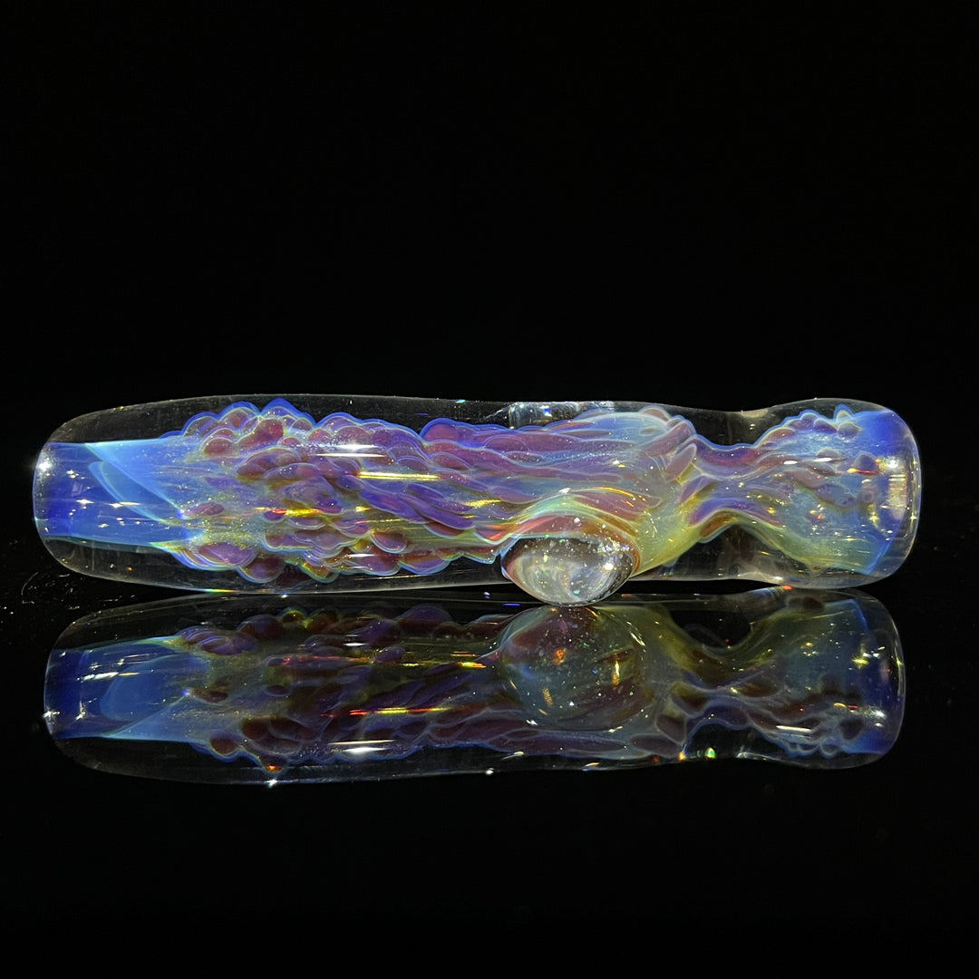 Purple Nebula Chillum with Crushed Opal Marble Glass Pipe Tako Glass   