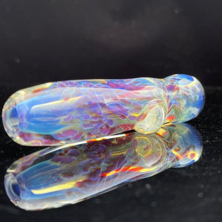 Purple Nebula Chillum with Crushed Opal Marble Glass Pipe Tako Glass   