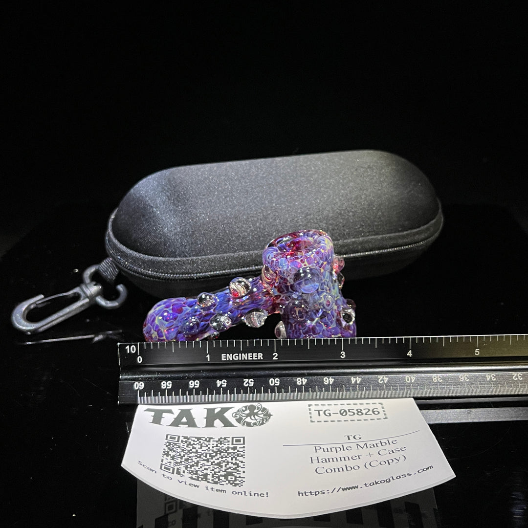 Purple Marble Hammer + Case Combo Glass Pipe TG   