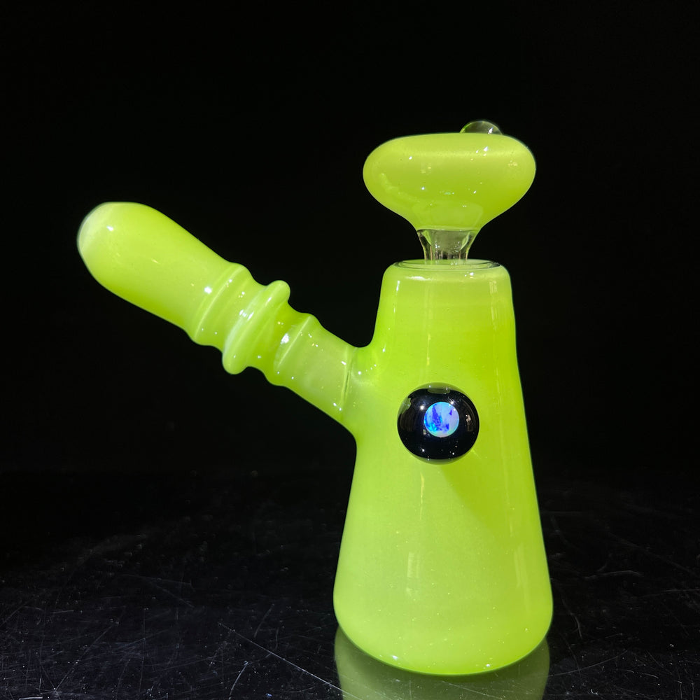 Lime White Satin Rig Glass Pipe Tako Glass   