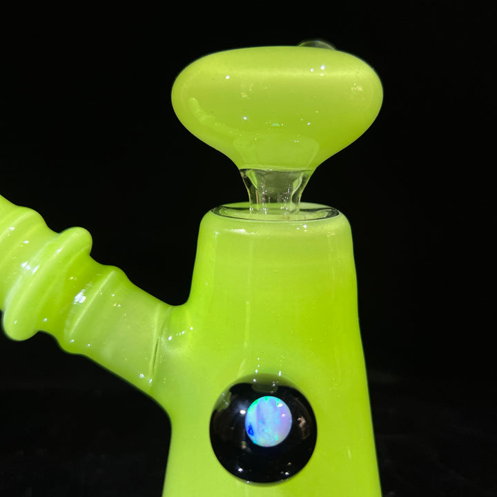 Lime White Satin Rig Glass Pipe Tako Glass   