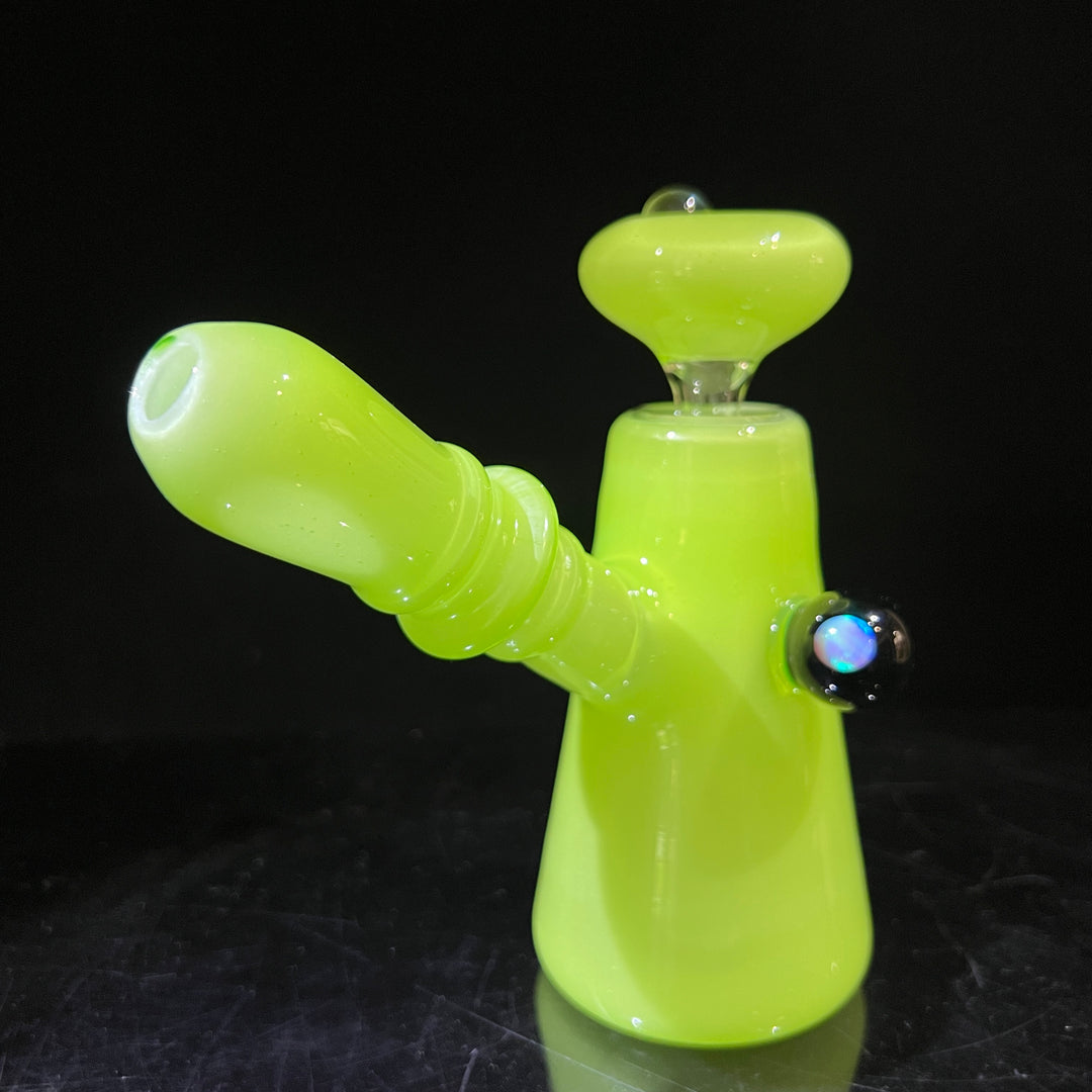 Lime White Satin Rig Glass Pipe Tako Glass   