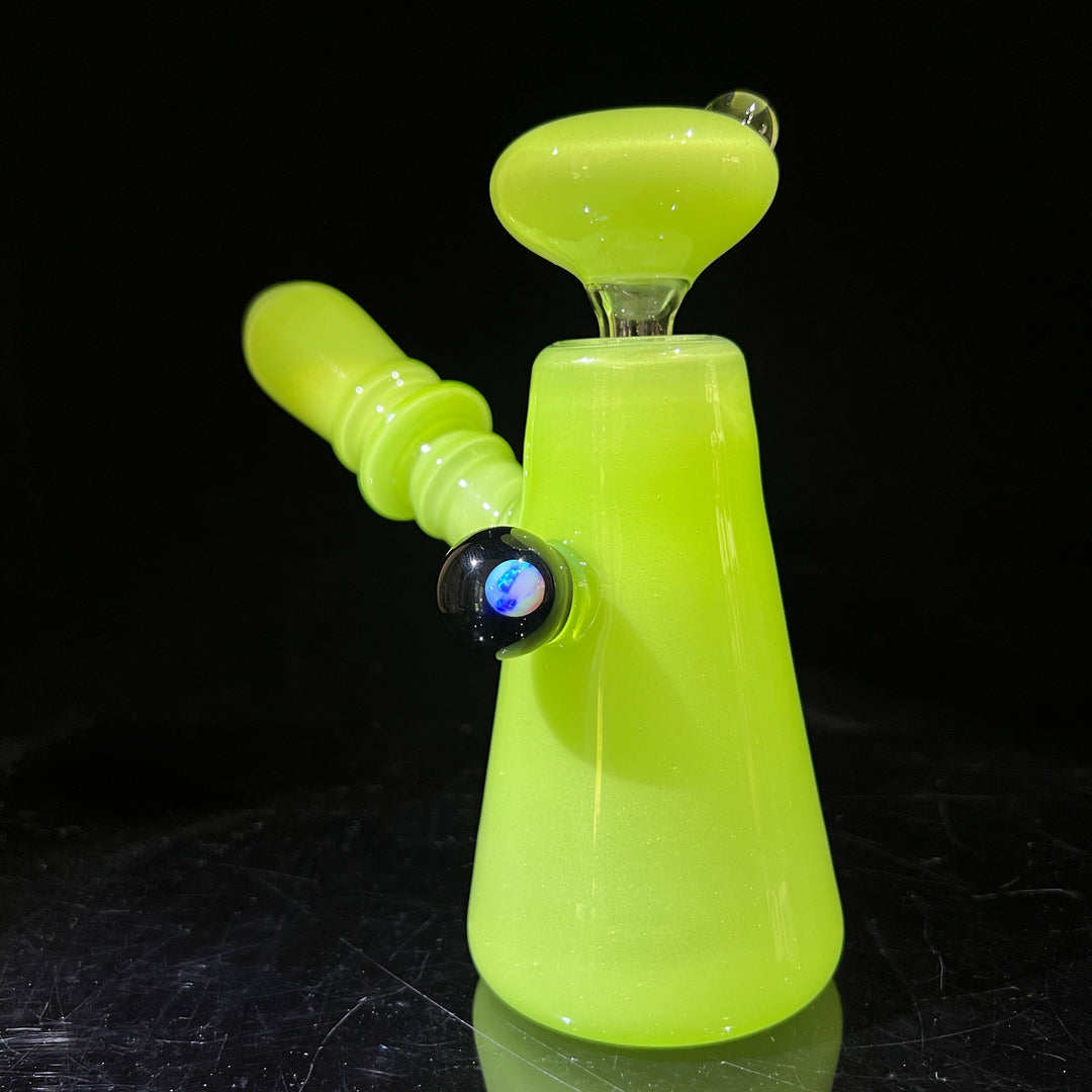 Lime White Satin Rig Glass Pipe Tako Glass   