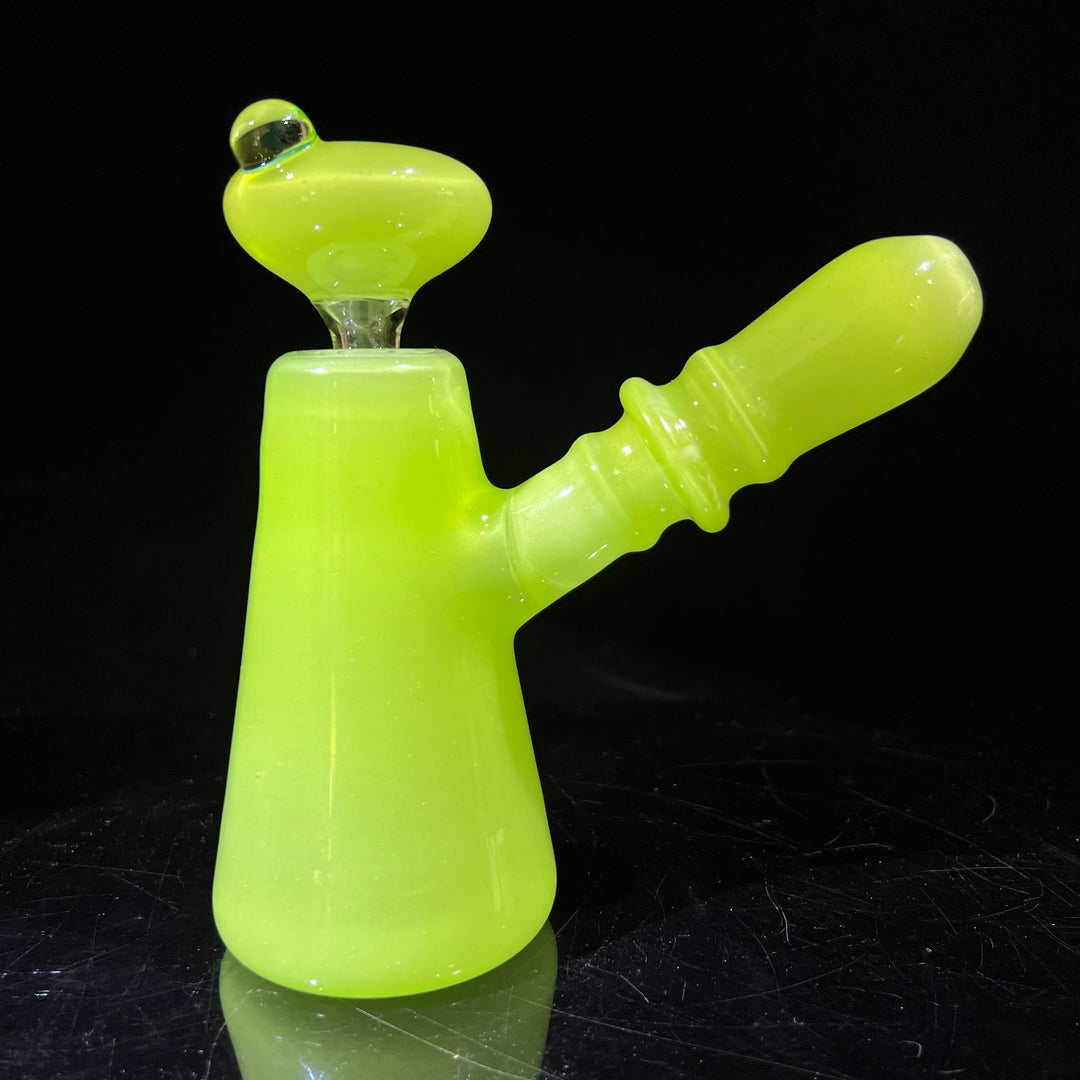 Lime White Satin Rig Glass Pipe Tako Glass   