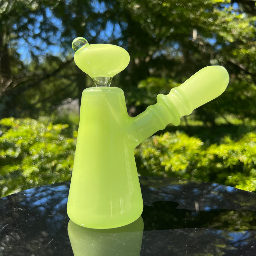 Lime White Satin Rig Glass Pipe Tako Glass   