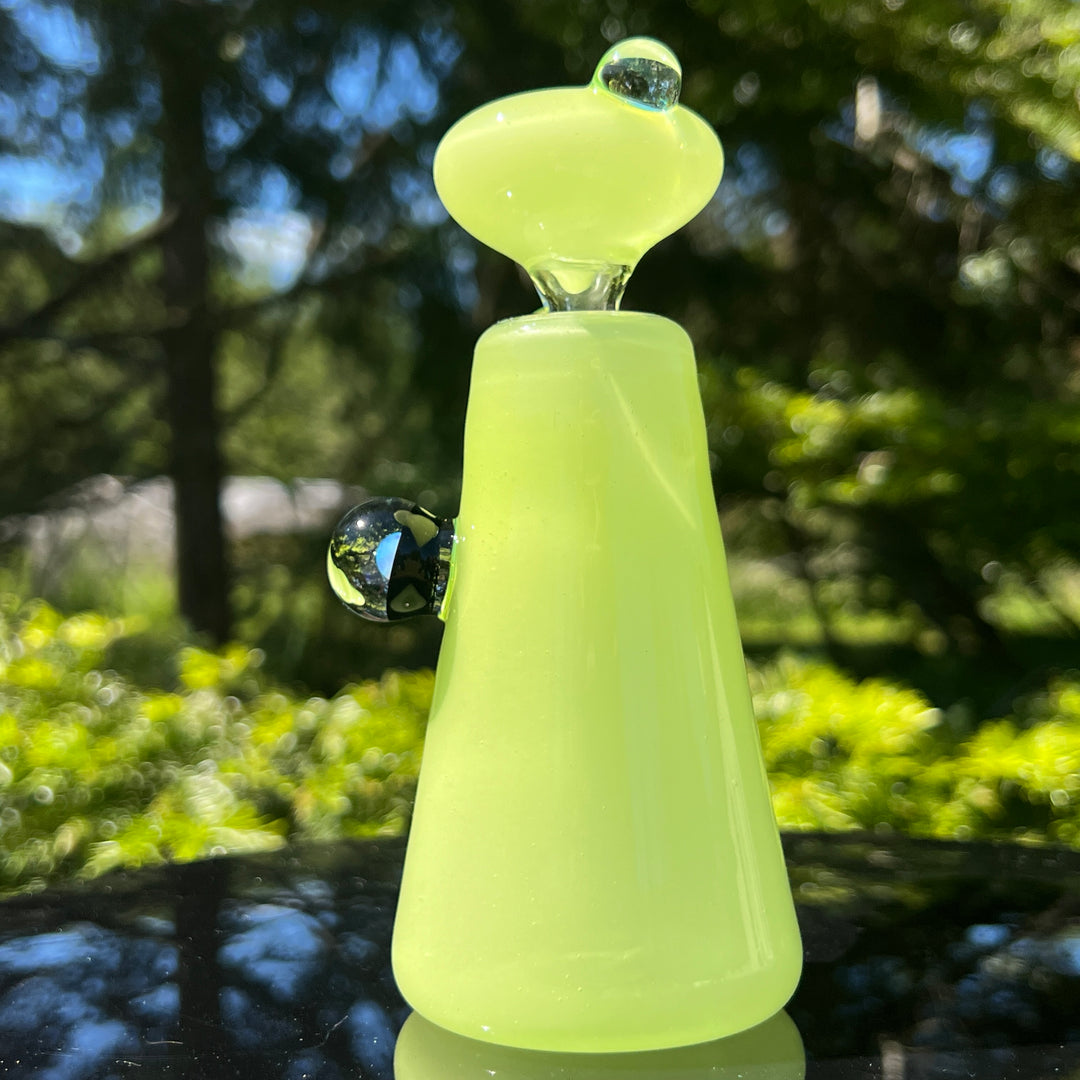 Lime White Satin Rig Glass Pipe Tako Glass   