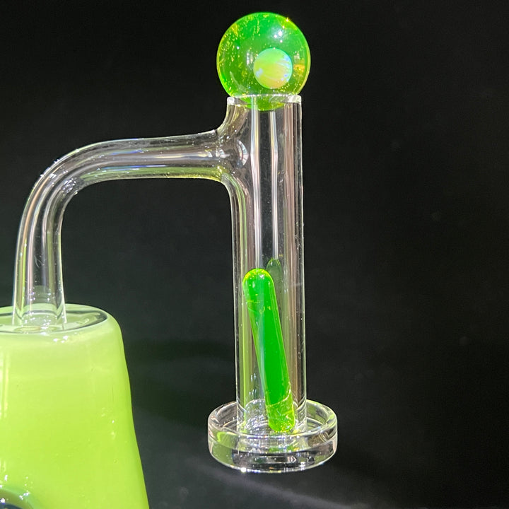 Lime White Satin Rig Glass Pipe Tako Glass   