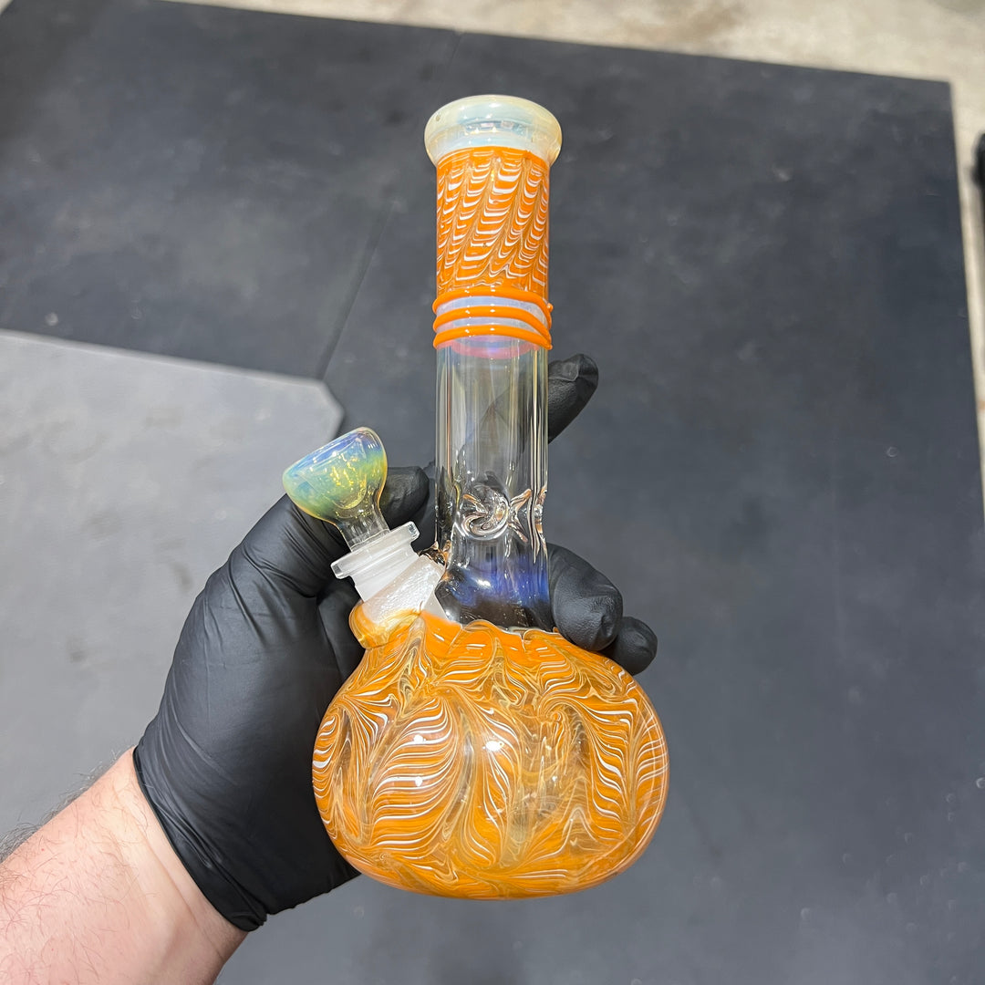 8" Bubble Color Rake Bong Glass Pipe Mary Jane's Glass