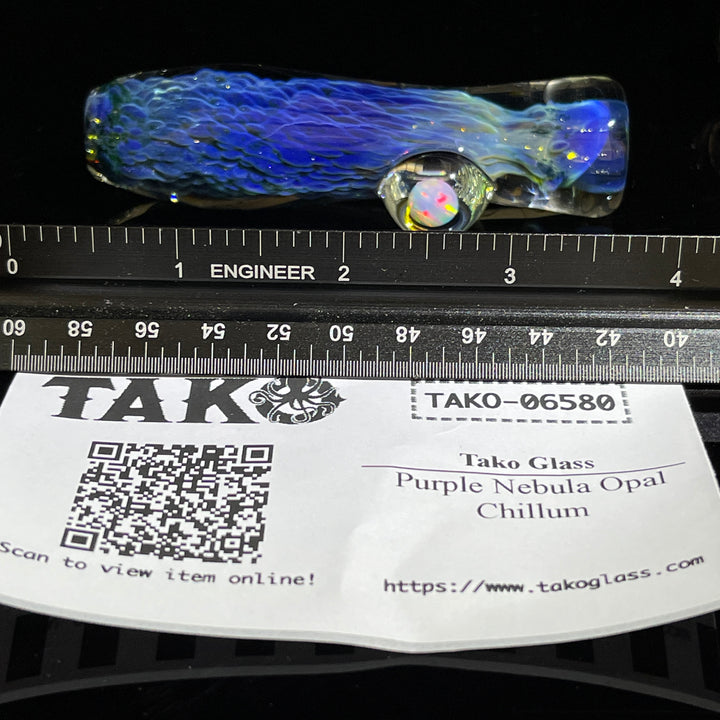 Purple Nebula Opal Chillum Glass Pipe Tako Glass   