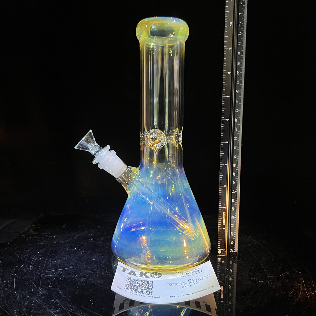 50 X 5 Fumed Beaker Bong 10" Glass Pipe TG   